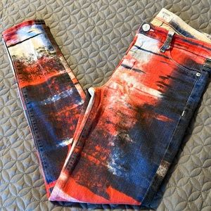 Hudson Midrise Nico Super Skinny Red, White, Blue Anniversary Jeans 28 USA Made